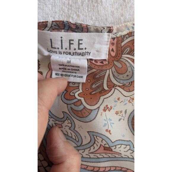 L. I. F. E. Love Is For Eternity Sheer Wrap, Boho Print, Medium, Tie Closure - Picture 9 of 9